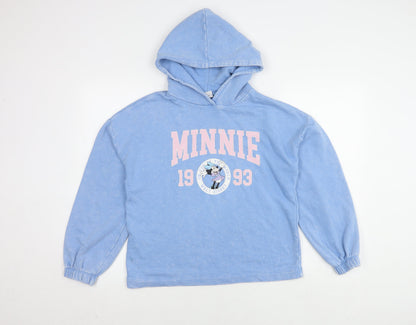 Preloved Disney Women’s Blue Hoodie Minnie Mouse Pullover Size 10 - Front