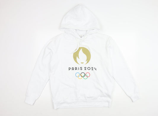 Unisex White Olympic Logo Hoodie S