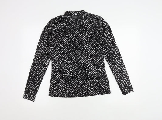 Warehouse Women’s Black Animal Print Long Sleeve Top