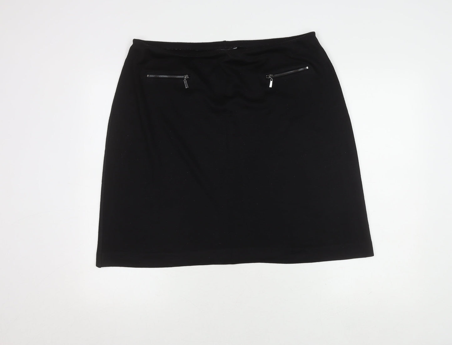 Roman Women's Black Pencil Skirt Size 18 with Zip Accents