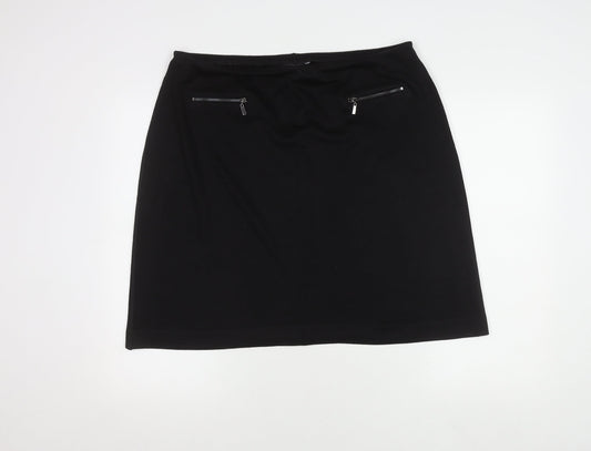 Roman Women's Black Pencil Skirt Size 18 with Zip Accents