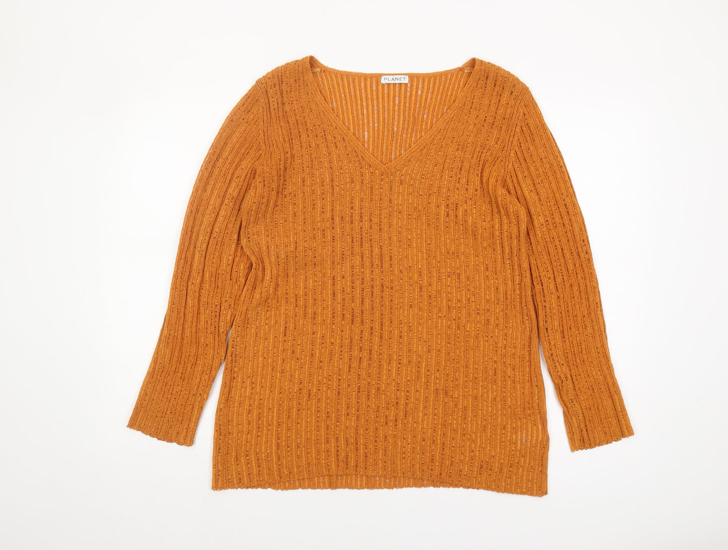 Planet Women's Orange Pullover Jumper M Casual