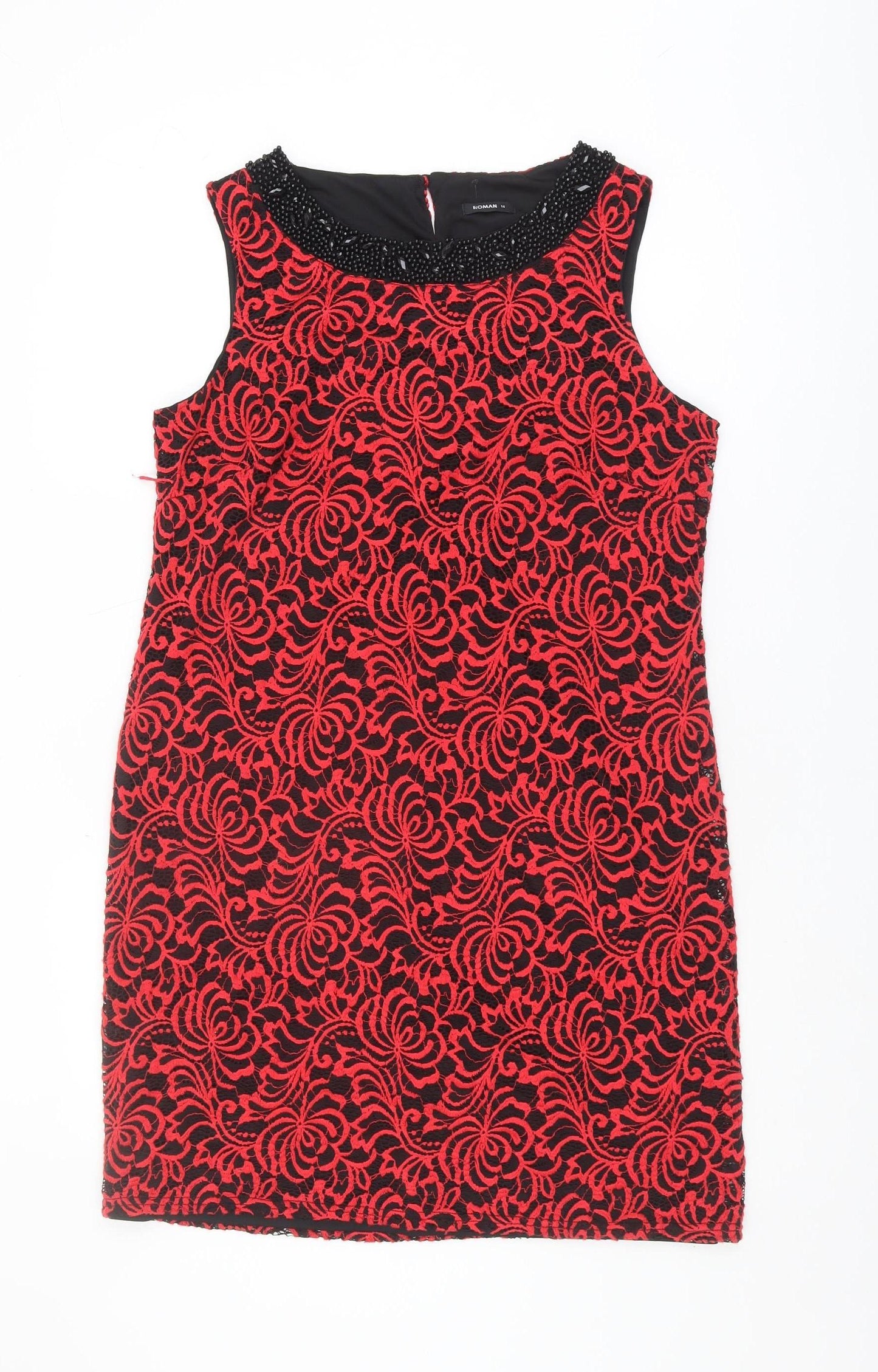 Roman Women's Red Sleeveless Dress in Size 14