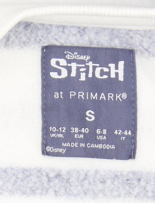 Primark Women's White Striped Disney Sweatshirt S