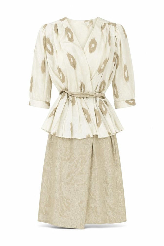 Berkertex Women's Beige V-Neck Wrap Dress Size 10