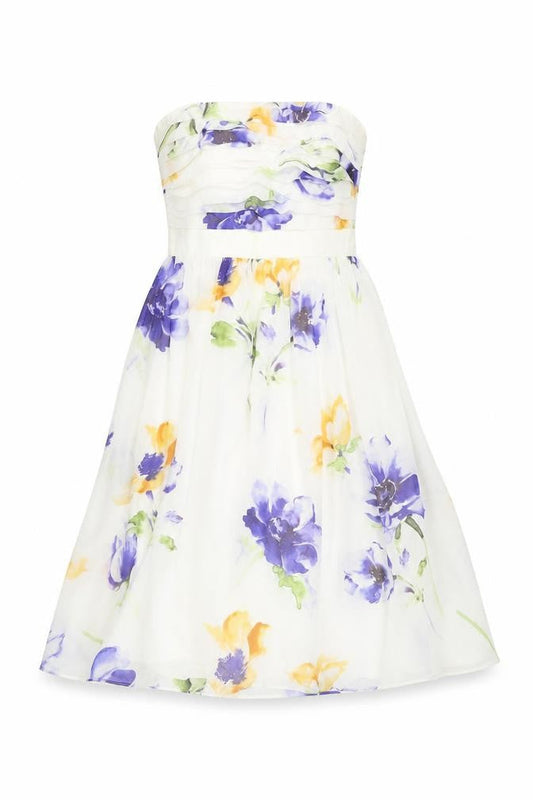 Coast Women's Multicoloured Floral Strapless Dress - Size 6