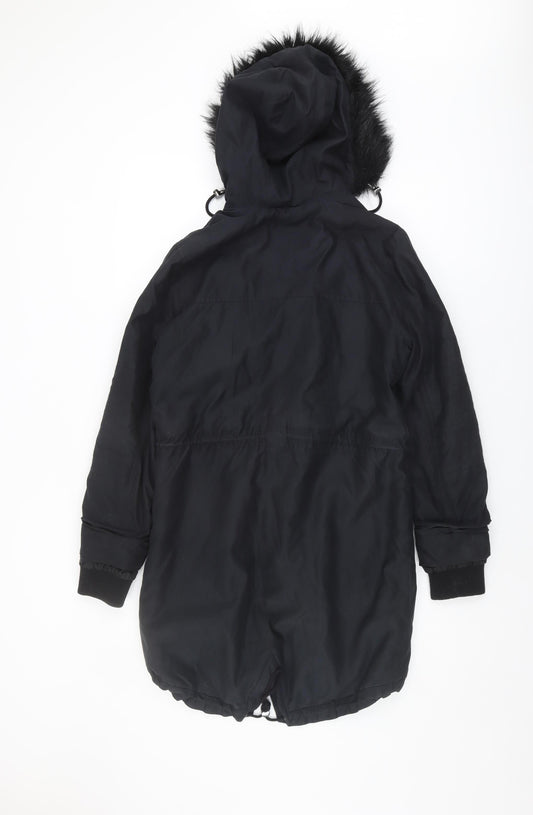 Marks and Spencer Womens Black Parka Jacket UK Size 8