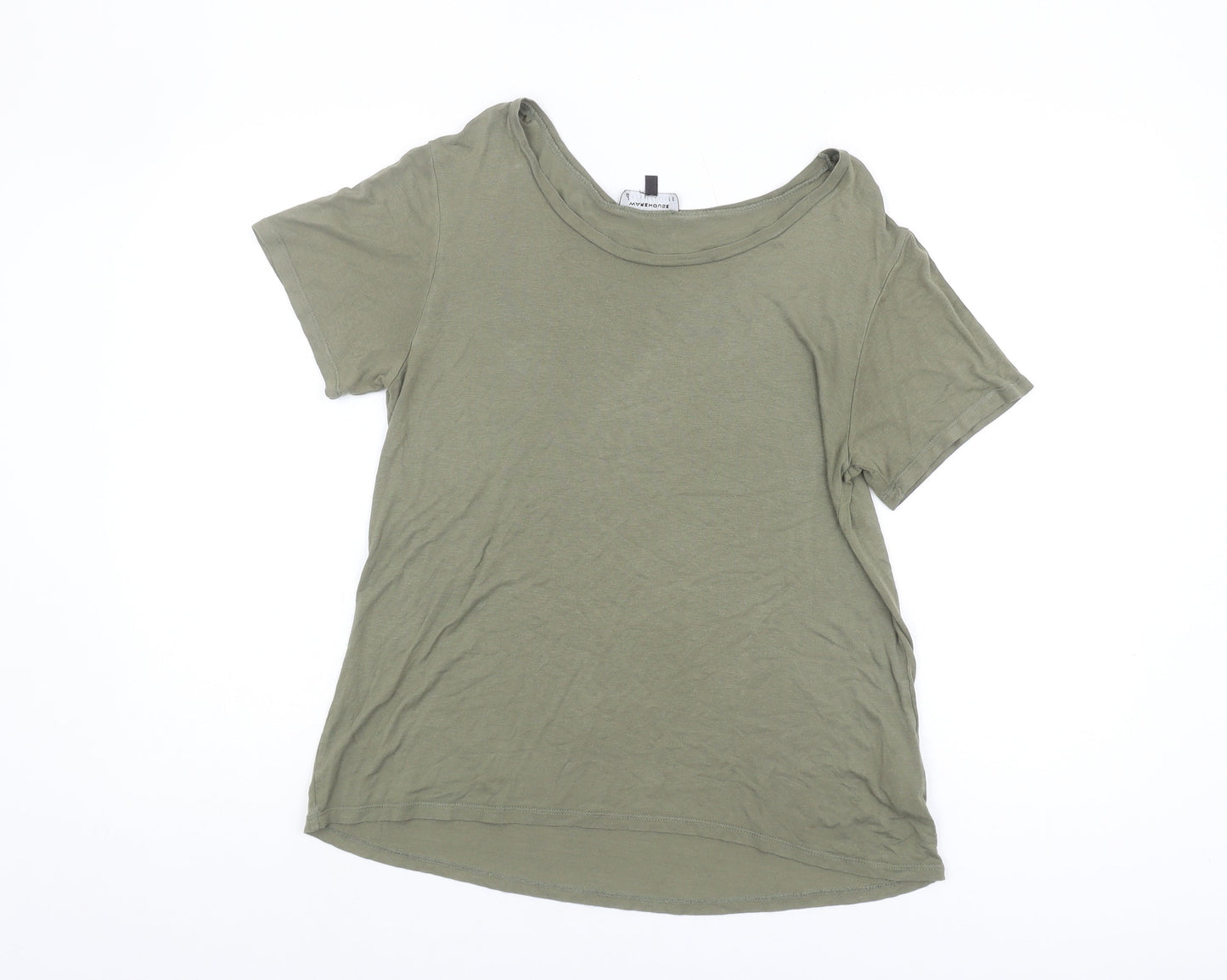 Warehouse Women's Green Basic T-Shirt, Size 10, Viscose