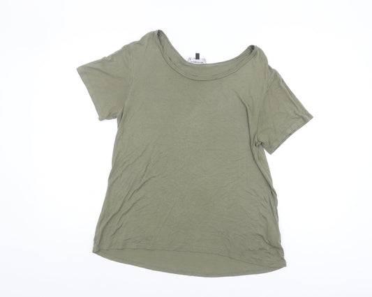 Warehouse Women's Green Basic T-Shirt, Size 10, Viscose