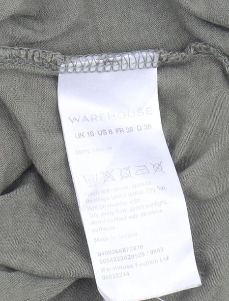 Warehouse Women's Green Basic T-Shirt, Size 10, Viscose