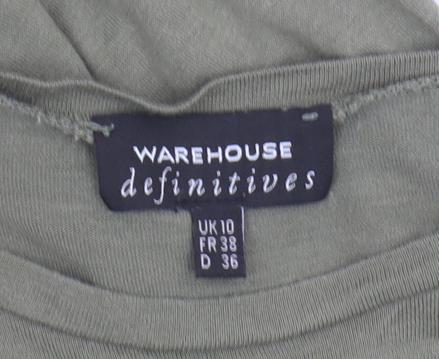 Warehouse Women's Green Basic T-Shirt, Size 10, Viscose