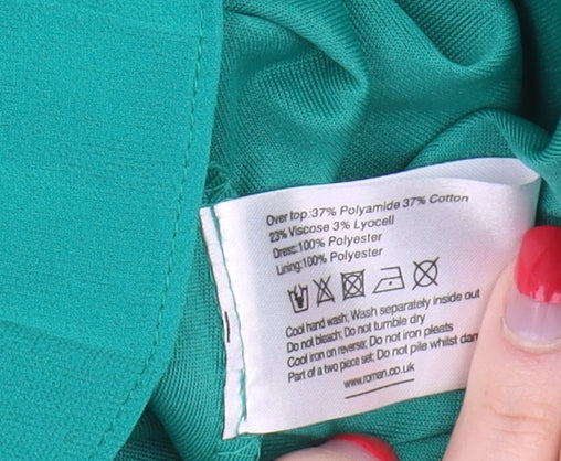 Roman Women's Green Slip Dress Size 14