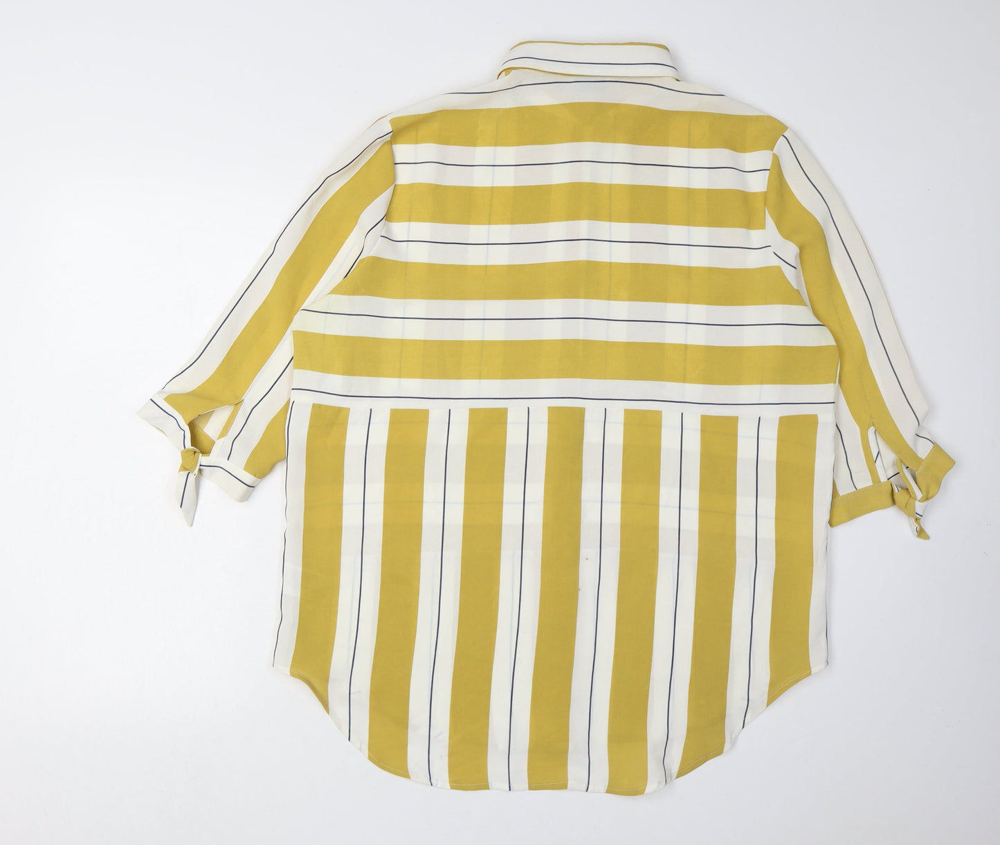 Izabel London Women's Yellow Striped Button-Up Shirt Size 8