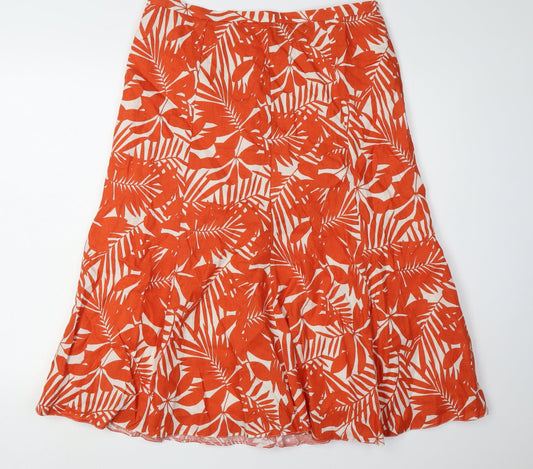 Viyella Women's Orange A-Line Floral Skirt Size 12