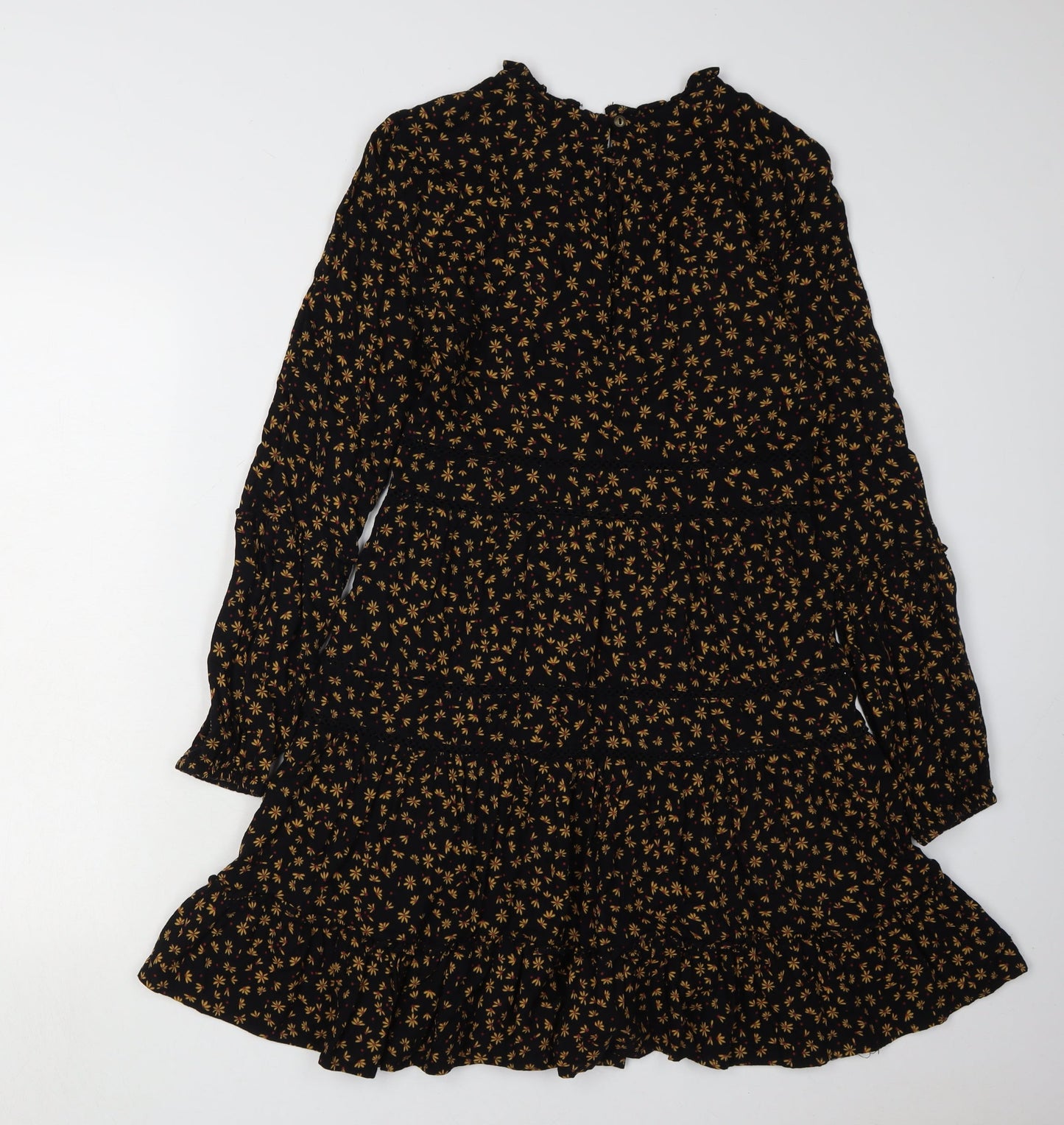 Superdry Women's Black Floral A-Line Dress Size 8