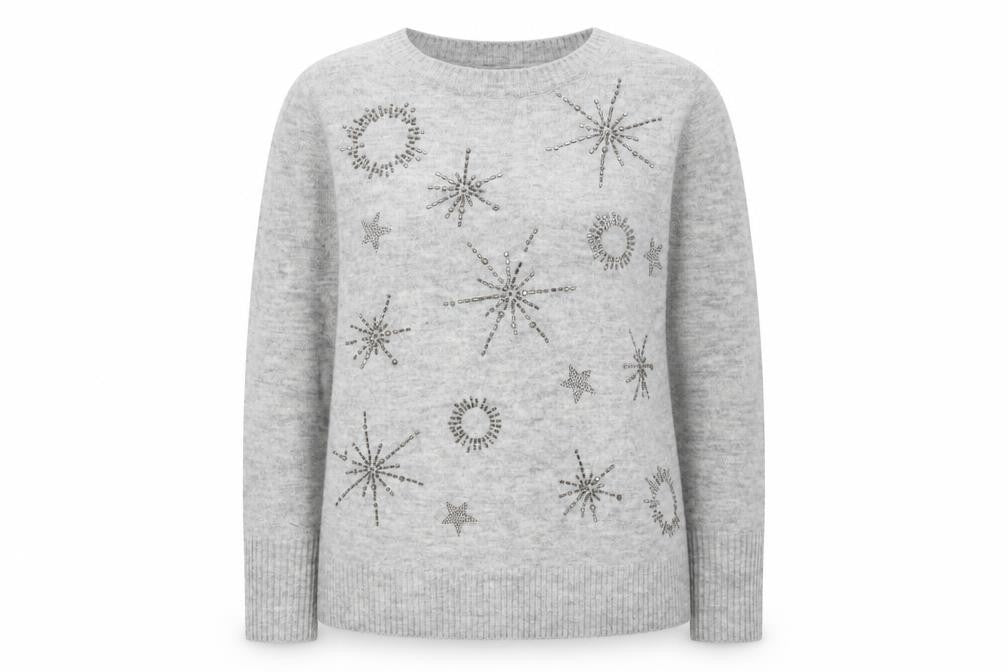 Wallis Women's Grey Pullover Jumper M - Beaded Design