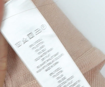Brand and care label for French Connection Women's Pink Cape Jumper, size M