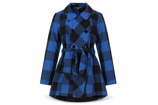 Red Herring Women's Blue Trench Coat Size 12 Classic Check