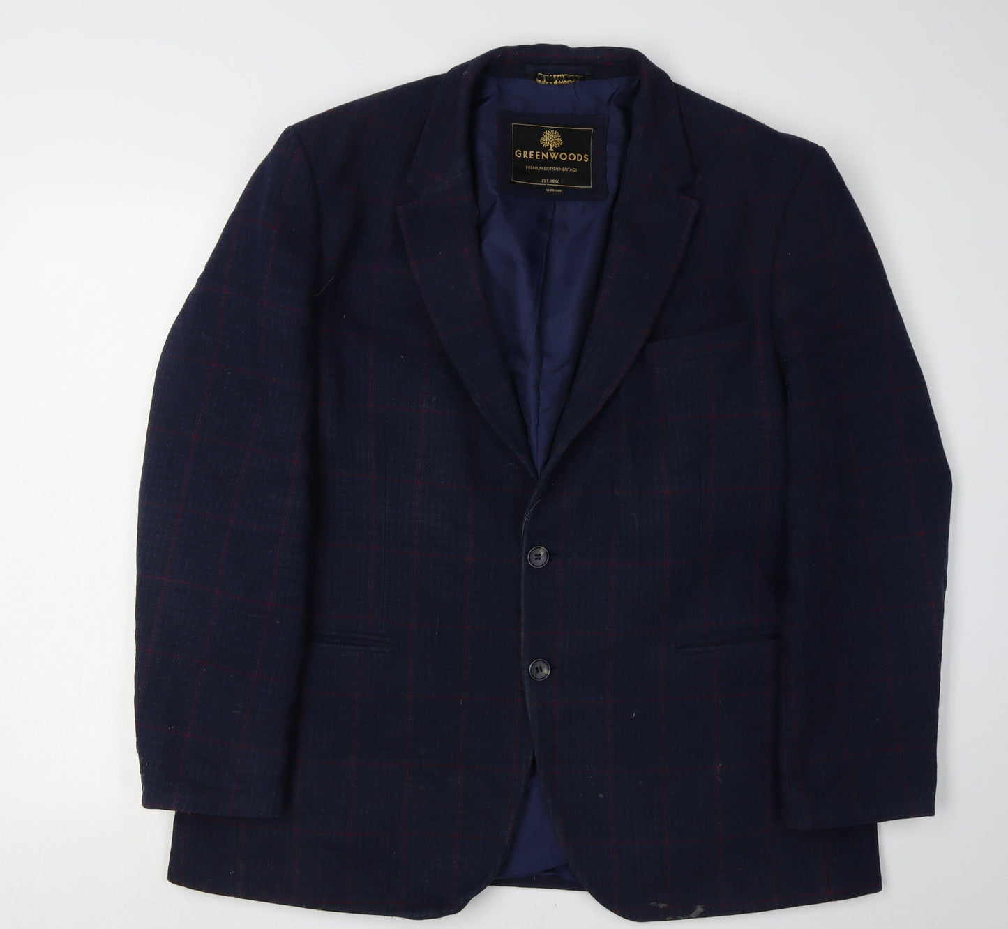 Greenwoods Men's Blue Checked Blazer 46R - Classic Fit