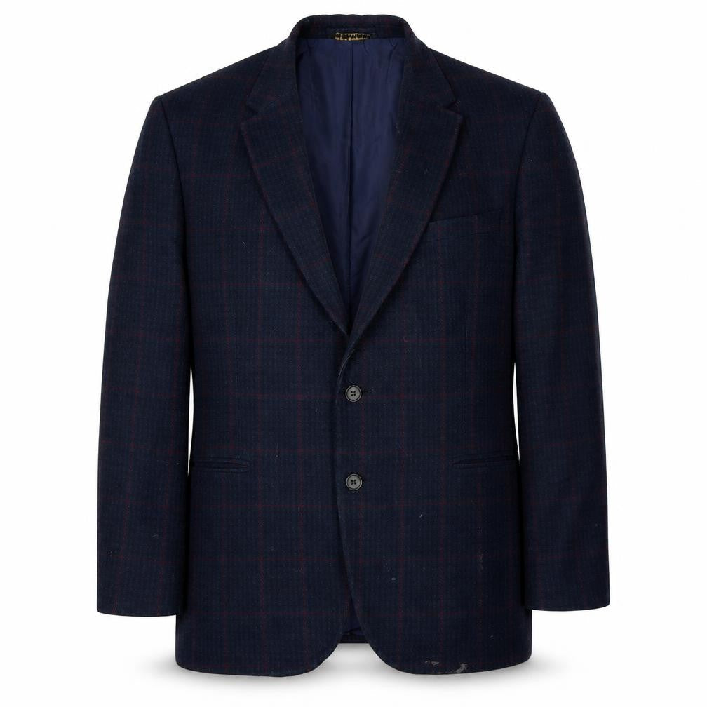 Greenwoods Men's Blue Checked Blazer 46R - Classic Fit