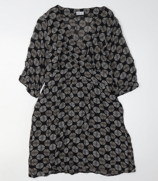 Sasha Women's Black Geometric Wrap Dress Size 12