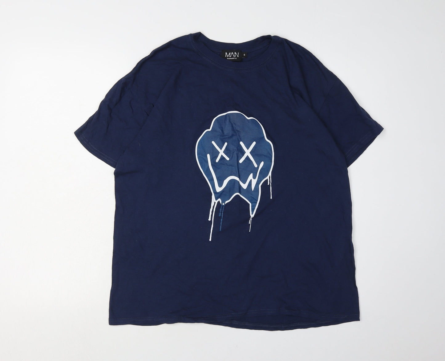 boohooMAN Blue Graphic Print T-Shirt for Men - Size S