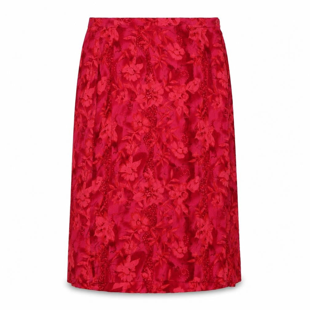 Classics Women's Red Floral Knee Length Pencil Skirt