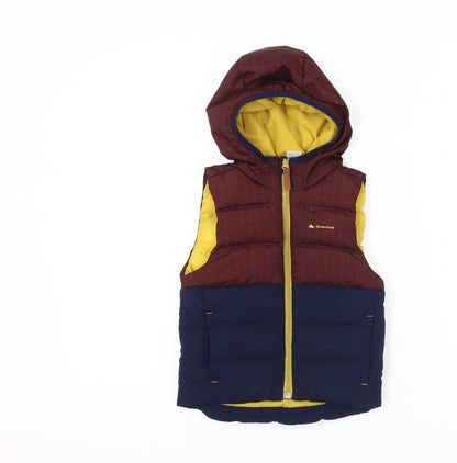 Additional front view of Quechua boys’' multicoloured puffer jacket, hooded, 2 years