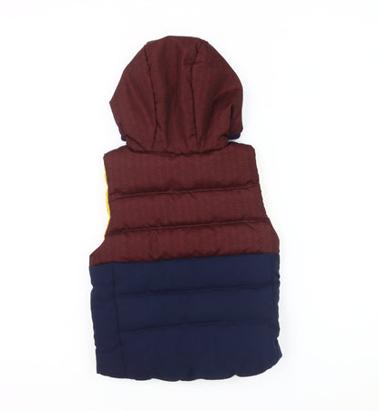 Back view of Quechua boys’' multicoloured puffer jacket, hooded, 2 years