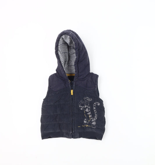 Disney Unisex Blue Puffer Jacket 9-12 Months Hooded