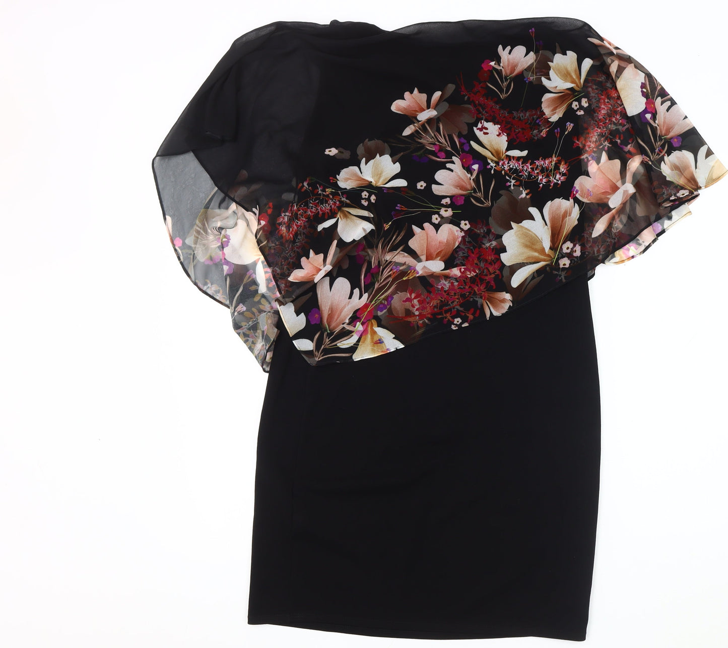 Wallis Women's Black Floral Dress Size 10 Petite