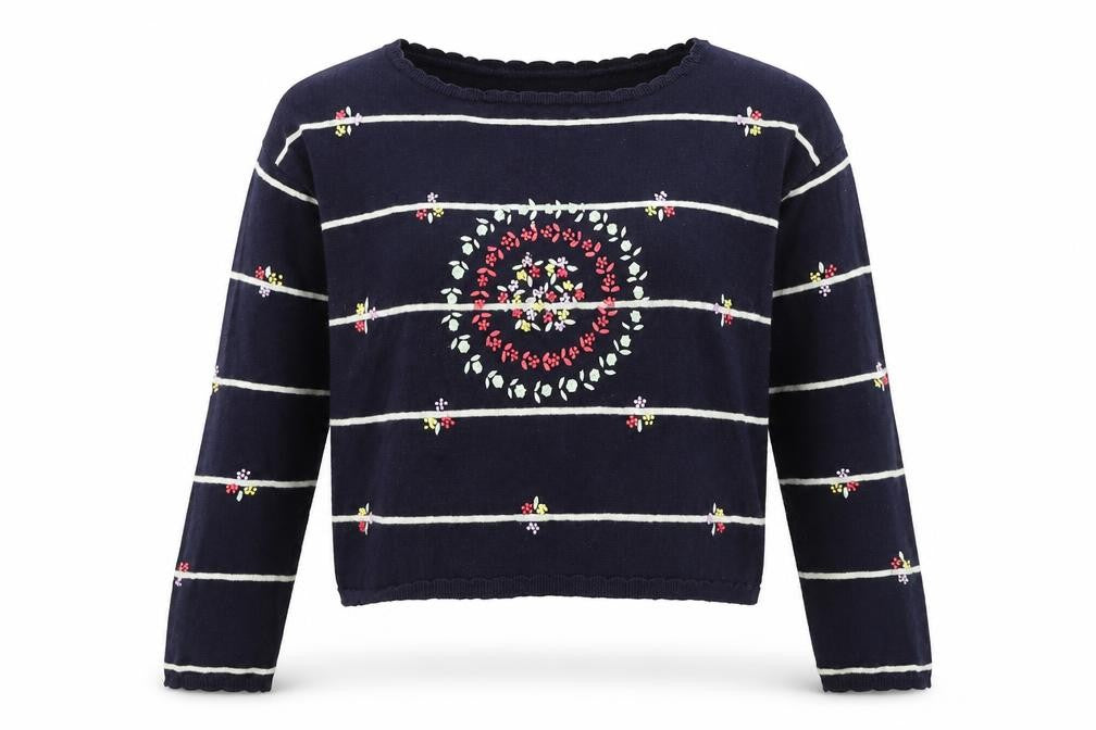 By Ti Mo Women's Blue Embroidered Pullover Jumper - Size S