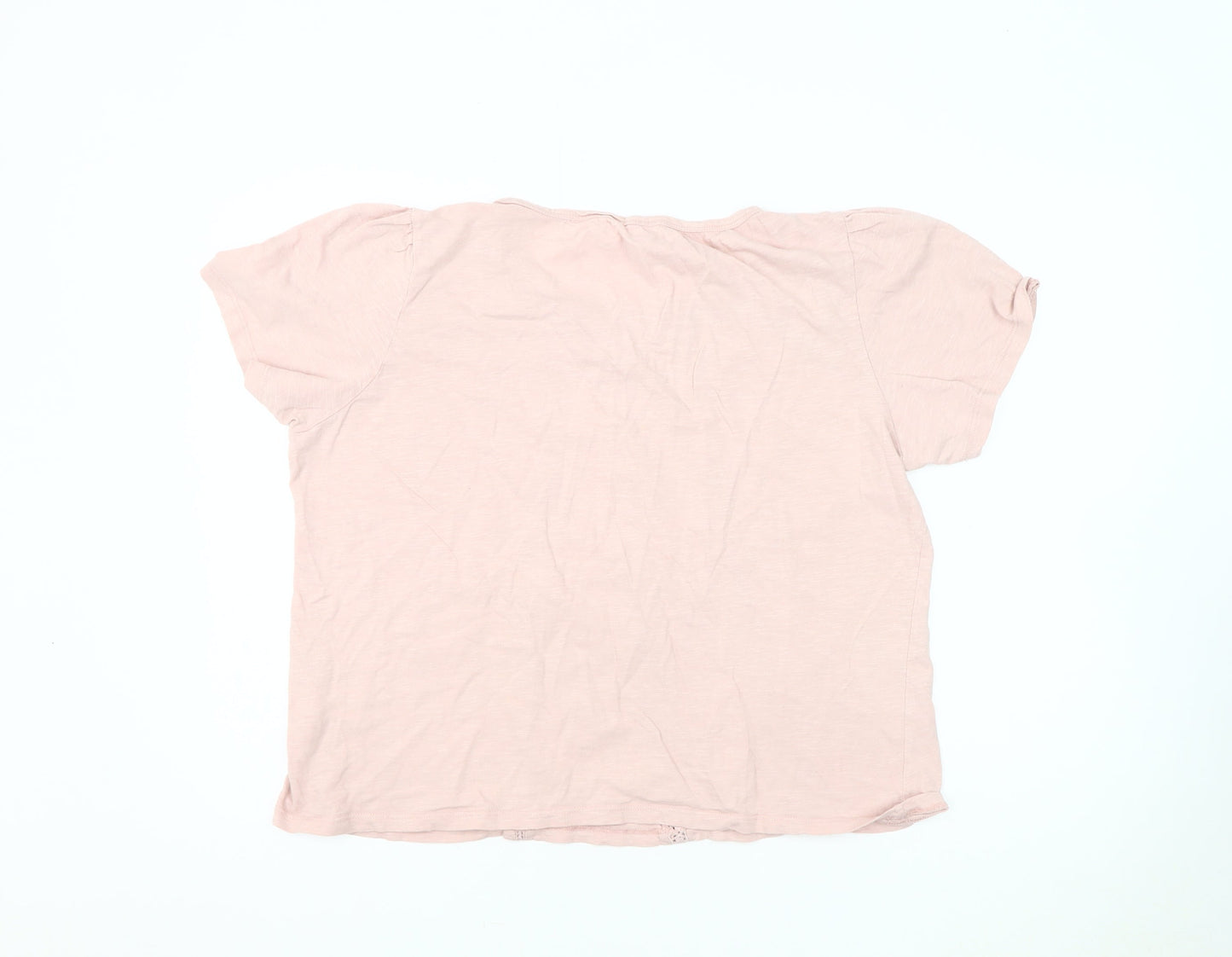 hush Women's Pink XL Crochet Accent T-Shirt