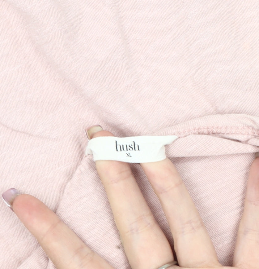 hush Women's Pink XL Crochet Accent T-Shirt