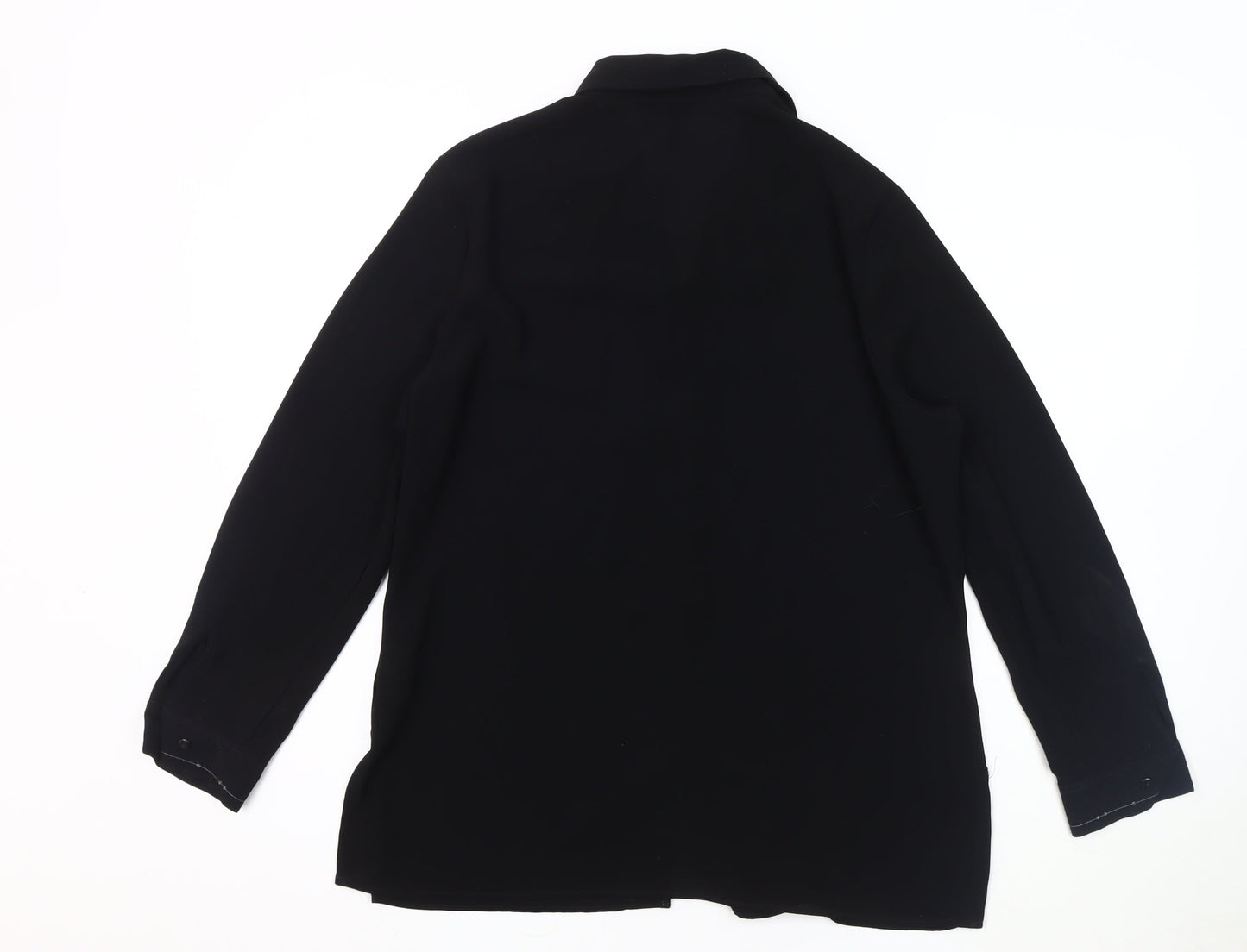 Marks and Spencer Women's Black Sequin Button-Up Shirt - Size 14