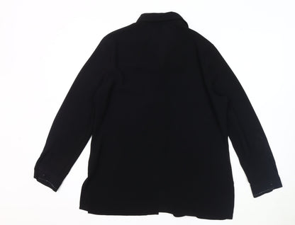 Marks & Spencer Women's Black Sequin Button-Up Shirt - Size 14