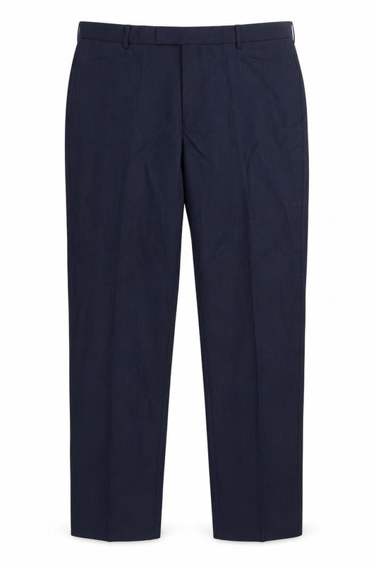 Bespoke Couture Men's Blue Wool Dress Trousers 46R