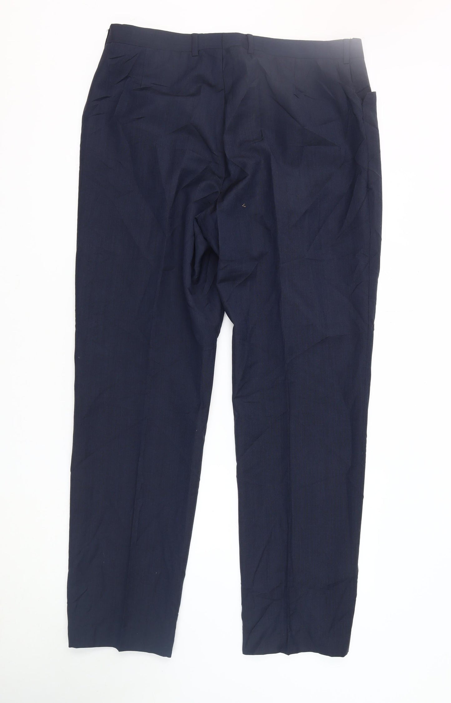 Bespoke Couture Men's Blue Wool Dress Trousers 46R