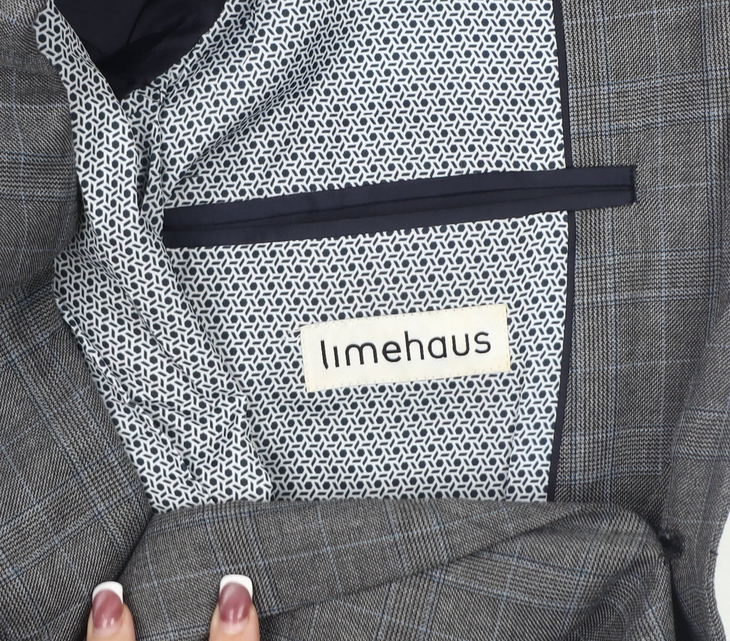 Limehaus Men's Grey Check Blazer 34 Regular Fit
