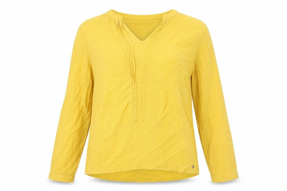 s.Oliver Women's Yellow V-Neck Long Sleeve Blouse
