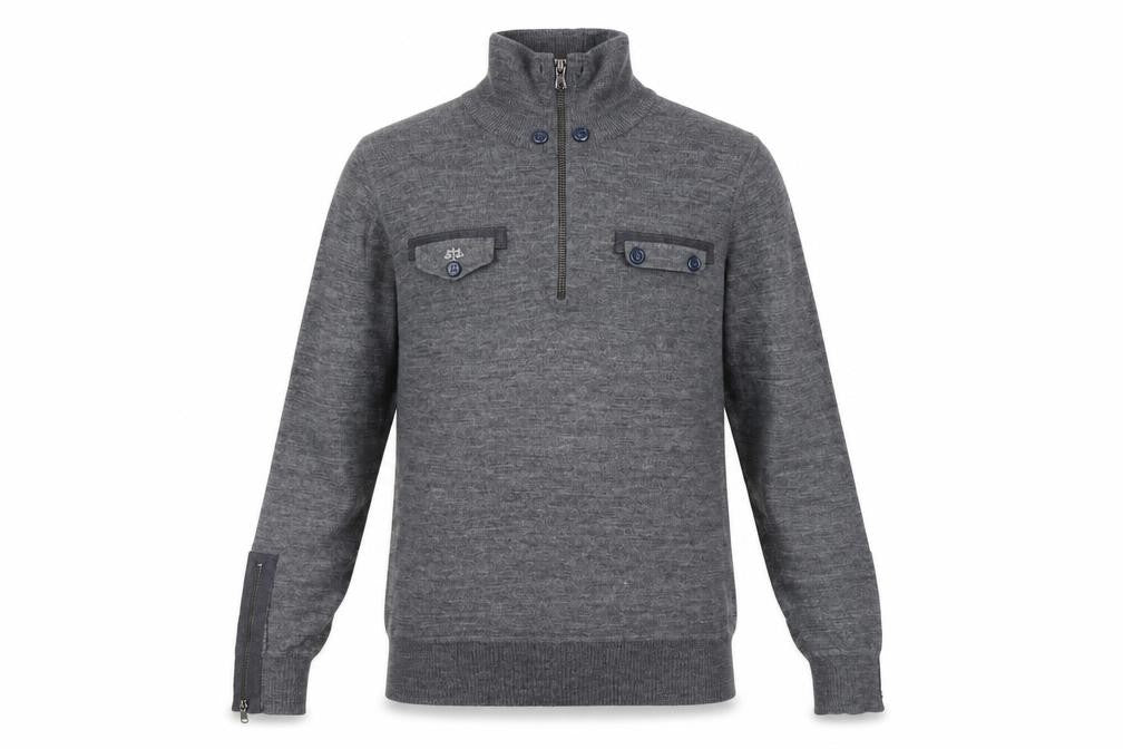 Rough Justice Men's Grey XL Henley Knit Sweatshirt