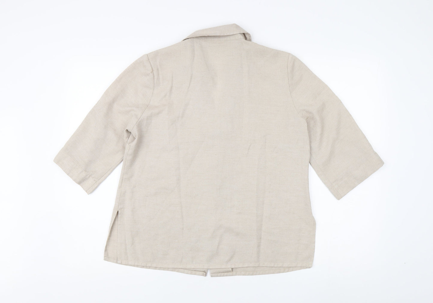 Eastex Women's Beige Collared Button-Up Shirt Size 12