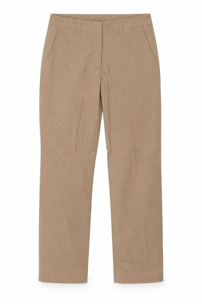 Tommy Hilfiger Women Beige Straight Pinstripe Trousers Size 6