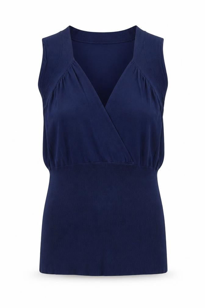 Alexon Women's Blue Sleeveless V-Neck Blouse L