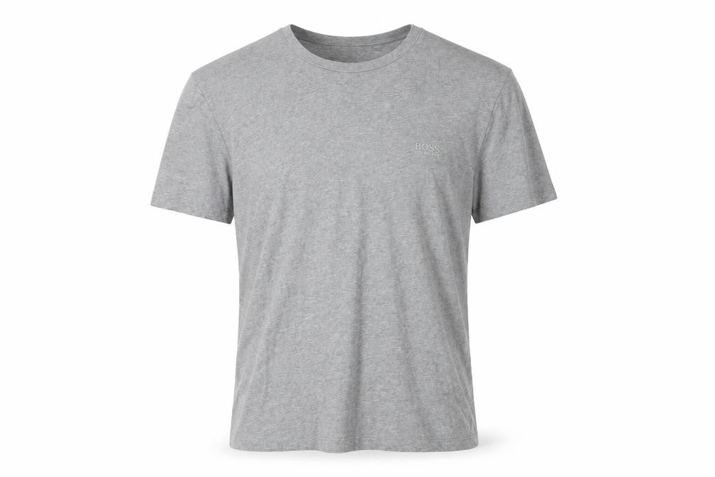 BOSS Men's Grey S Crew Neck T-Shirt, Short Sleeve, Logo Accent