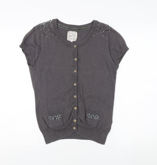 Mantaray Women's Grey Beaded Cardigan Size 10