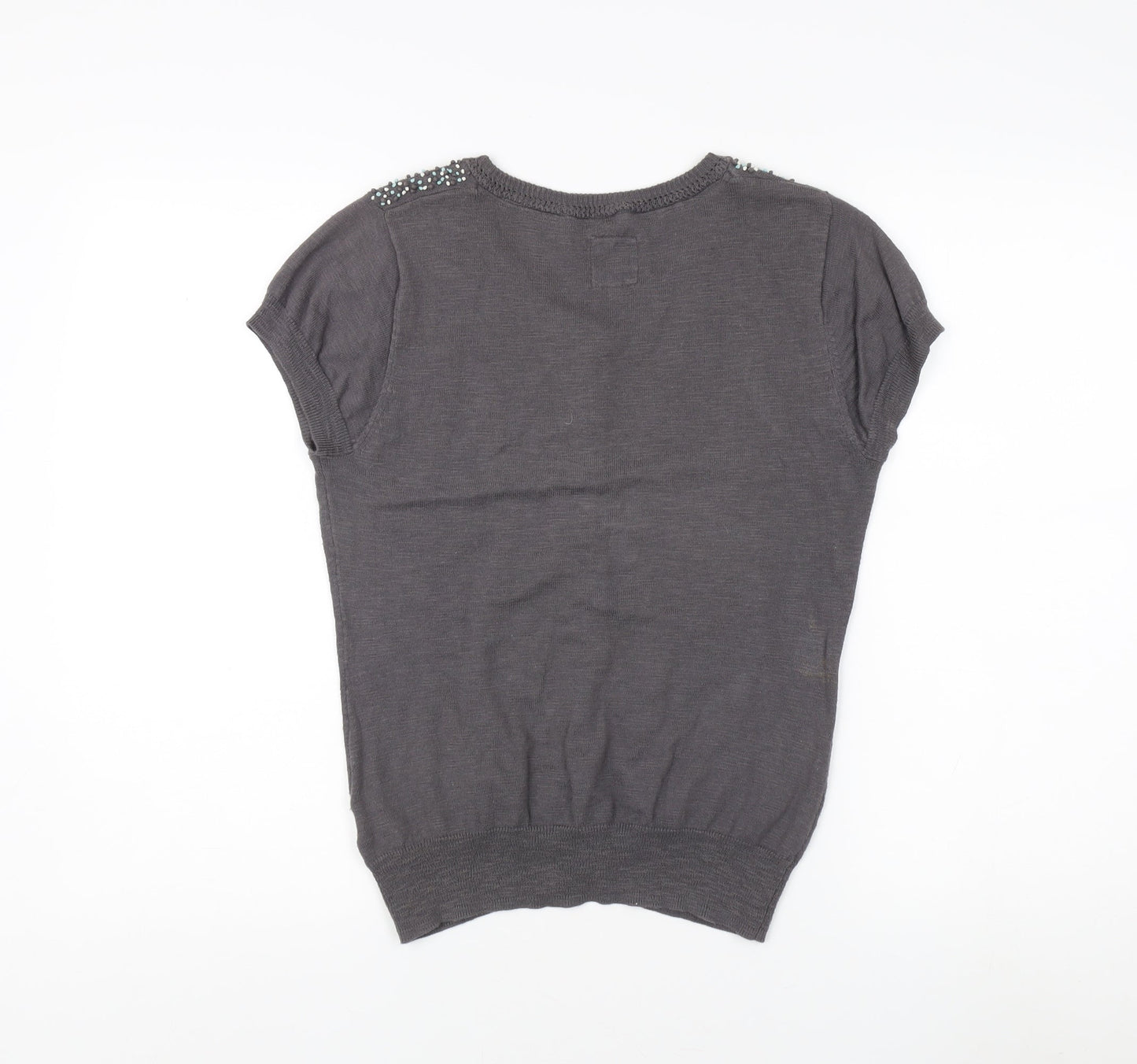 Mantaray Women's Grey Beaded Cardigan Size 10