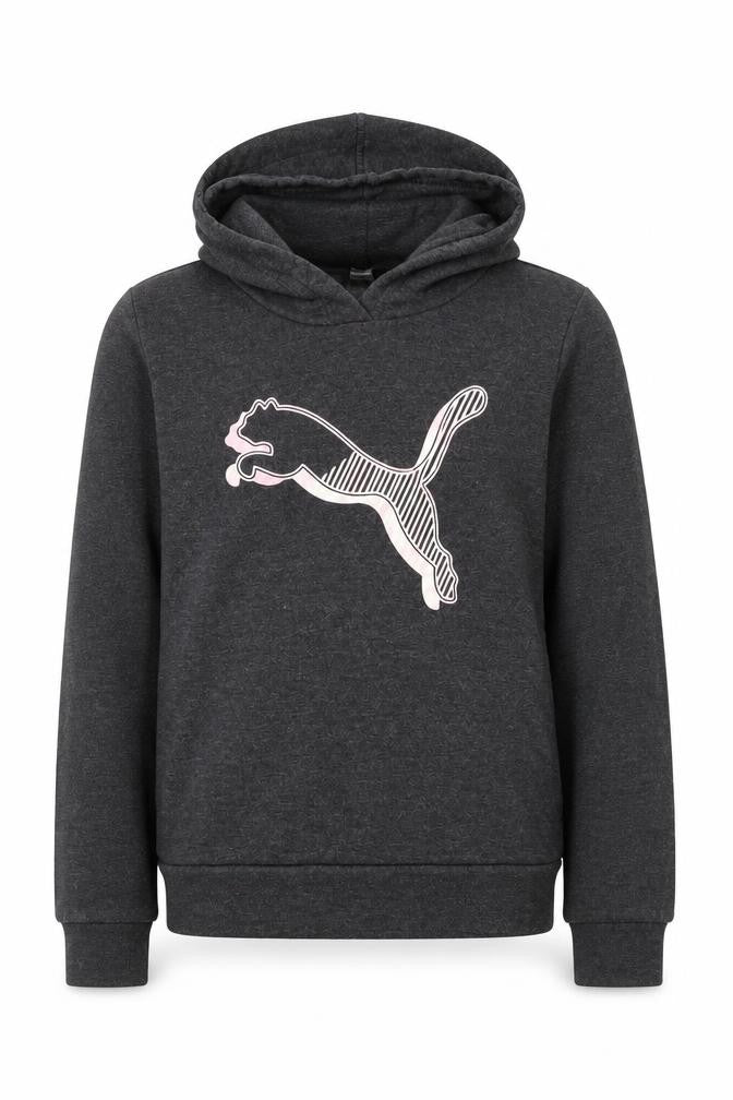 Puma Girls Black Logo Hoodie, 12-13 Years, Pullover Style