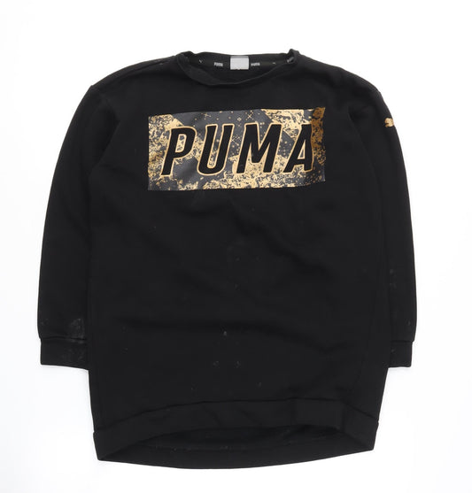 Puma Girls Black Pullover Sweatshirt, Size 12, Graphic Print