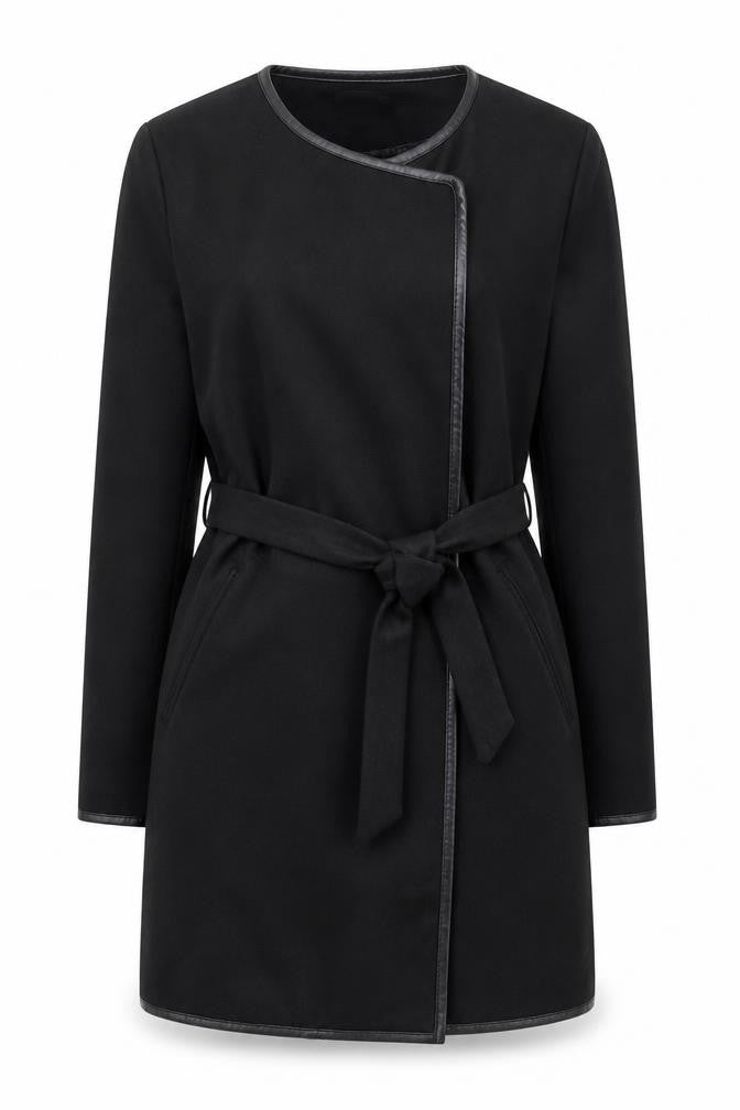 Jacqueline de Yong Women's Black Belted Coat Size S